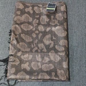 west loop Shimmery Leopard Print Scarf in Bronze and Black
